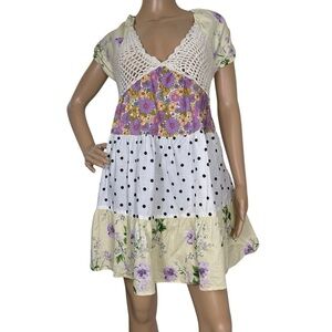 ASOS Design Floral and Polka Dot Dress with Crochet Detail 10